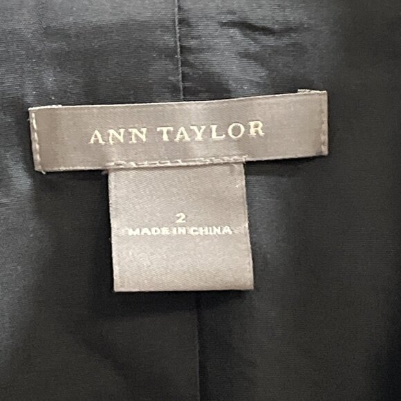 Ann Taylor Blazer Women 2 Navy Blue Boucel Knit Ruffle Suit Jacket Office Career - Picture 3 of 8